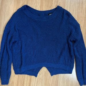 Express Blue Knit Cropped Sweater